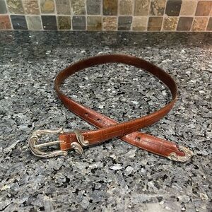 Brighton Brown Leather Women's Belt with Decorative Silver Buckle Size Large